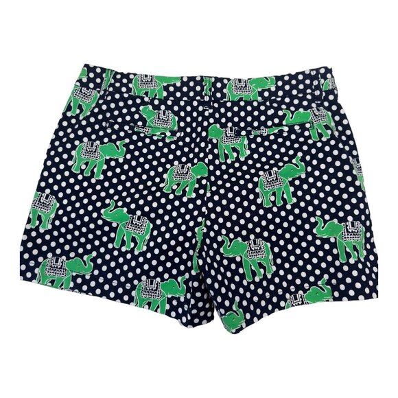 Crown & Ivy Green Elefant-Navy Polka Dot Print Chino Short Women SZ 12 Classic - Picture 11 of 11
